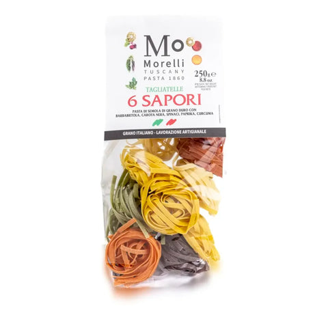 Morelli 6 Flavours Tagliatelle Multicolour Pasta, 500g