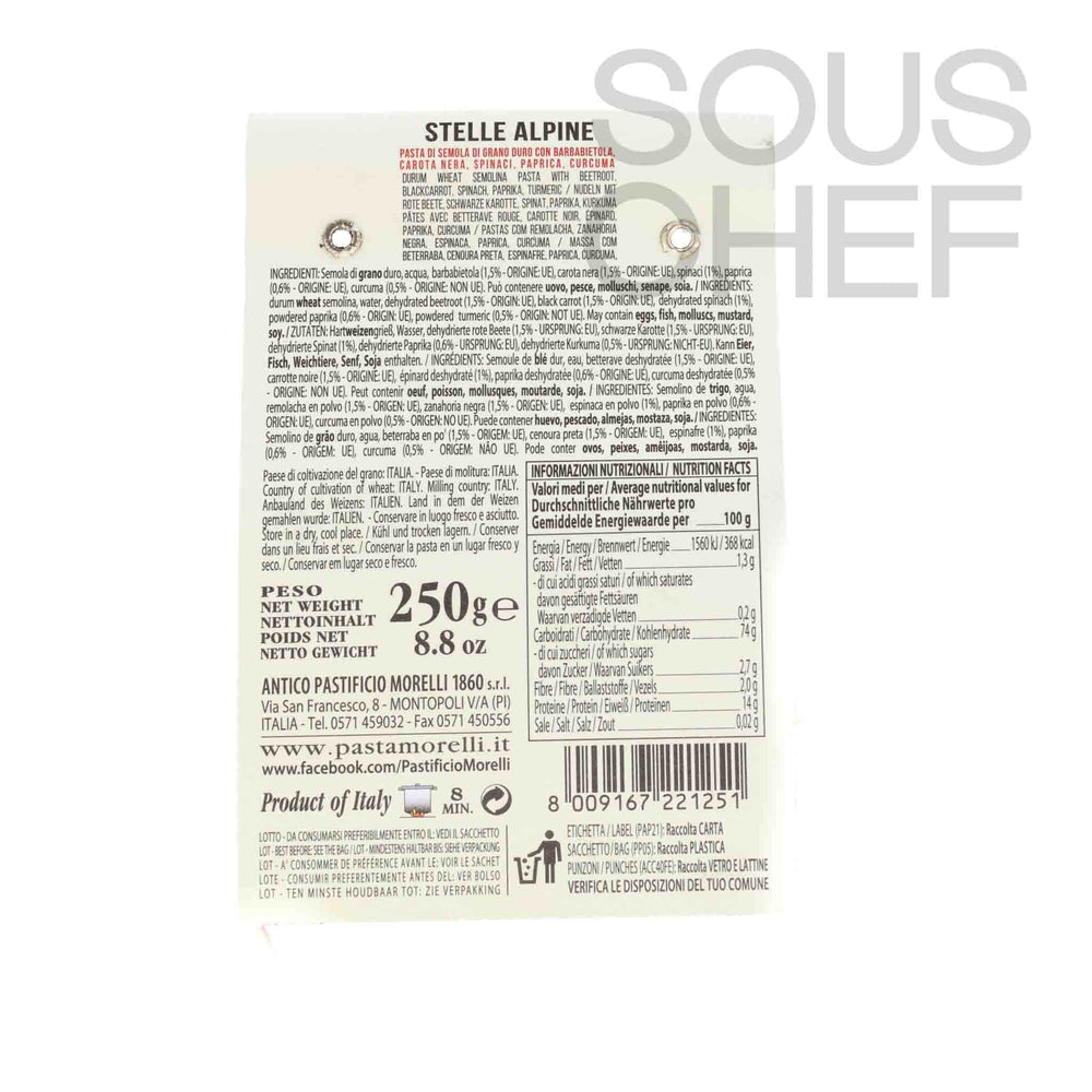 Morelli 6 Flavours Stelle Alpine Multicolour Pasta, 250g