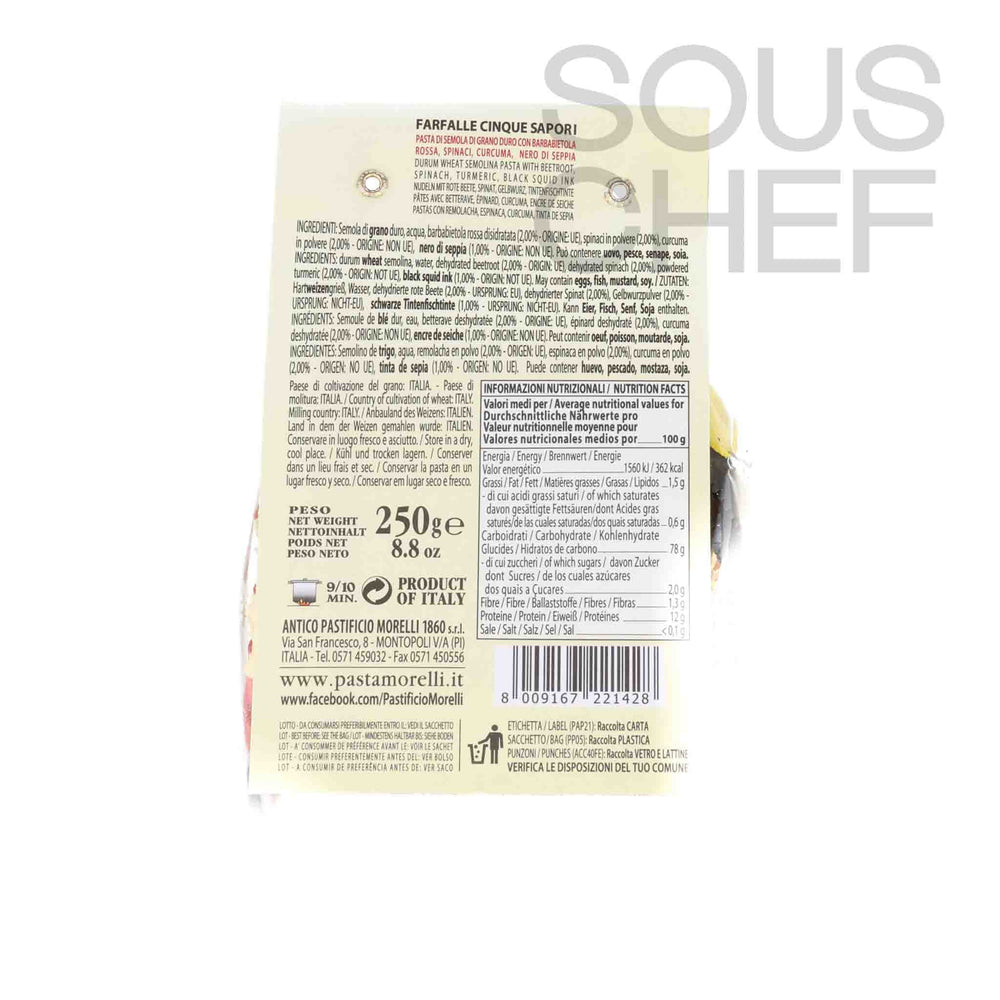 Morelli 5 Flavours Farfalle Multicolour Pasta, 500g