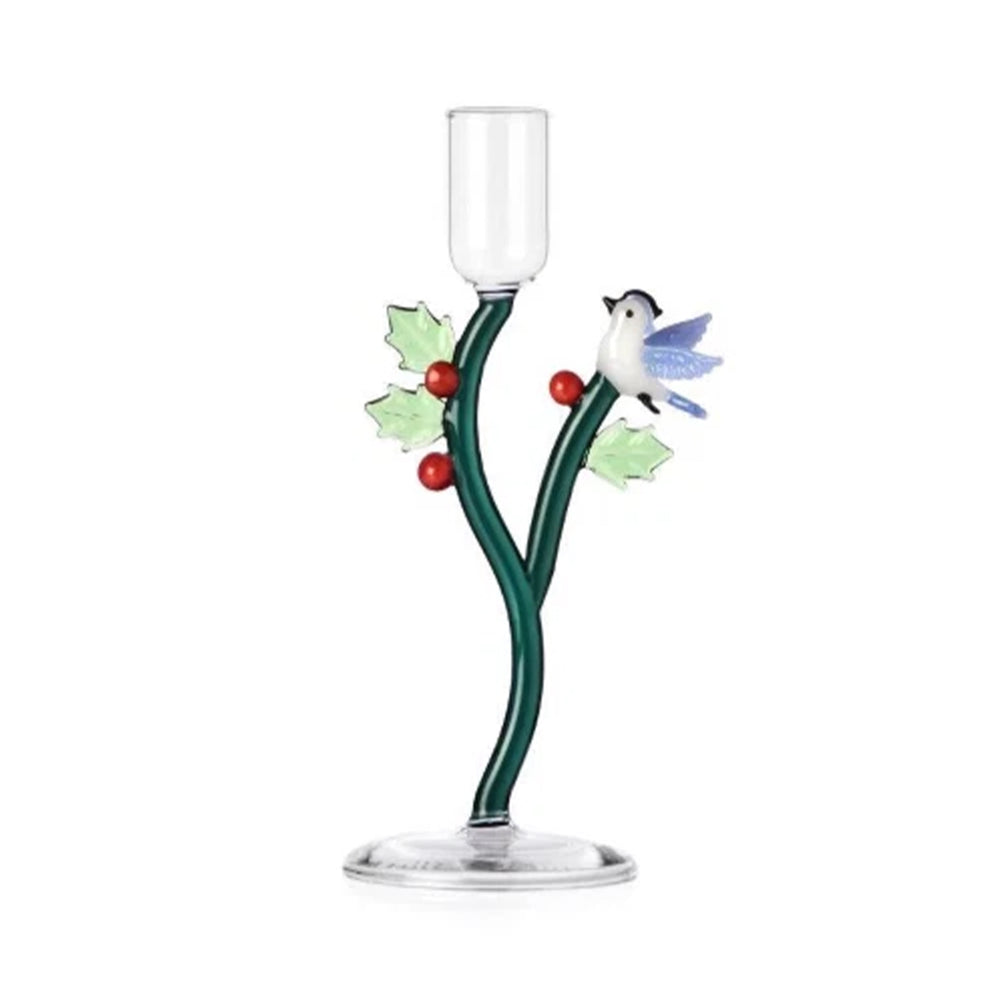 Ichendorf Milano Limited Edition Holly & Bird Tealight Holder, 8cm