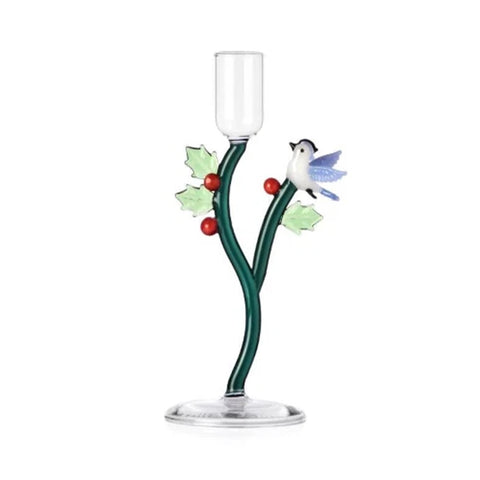 Ichendorf Milano Limited Edition Holly & Bird Tealight Holder, 8cm