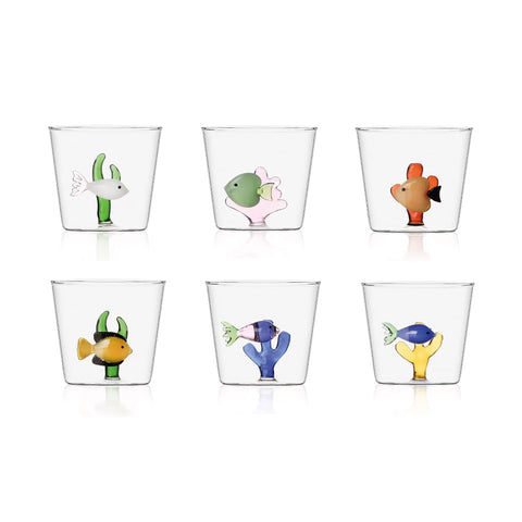 Ichendorf Milano Set of 6 Fish with Coral Tumblers