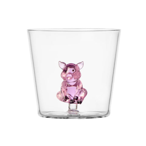 Ichendorf Milano Glass Pink Pig Tumbler, 300ml
