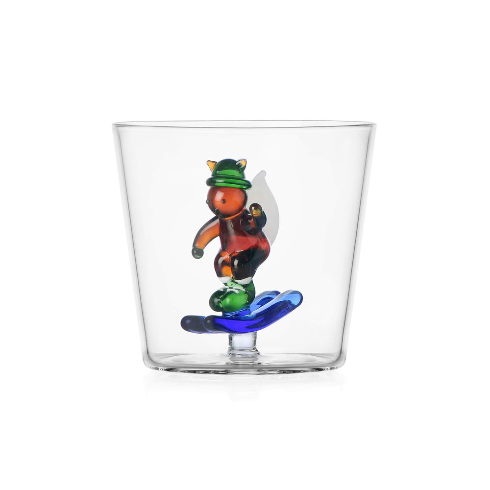 Ichendorf Milano Glass Skiing Squirrel Tumbler, 300ml