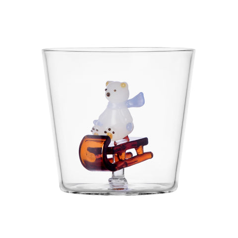 Ichendorf Milano Glass Snowboarding Polar Bear Tumbler, 300ml