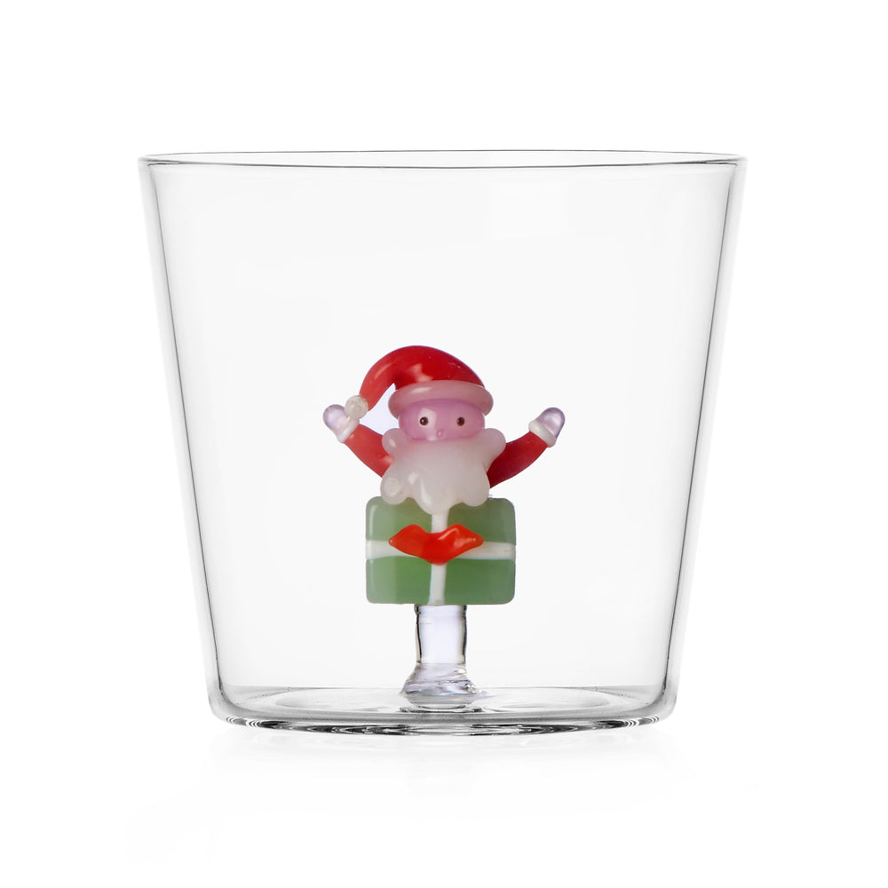 Ichendorf Milano Glass Limited Edition Santa on Green Gift Tumbler, 300ml