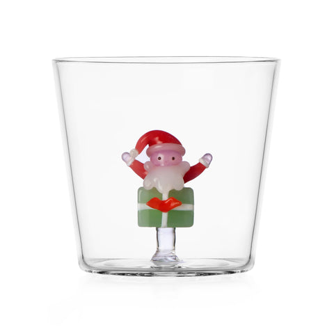 Ichendorf Milano Glass Limited Edition Santa on Green Gift Tumbler, 300ml