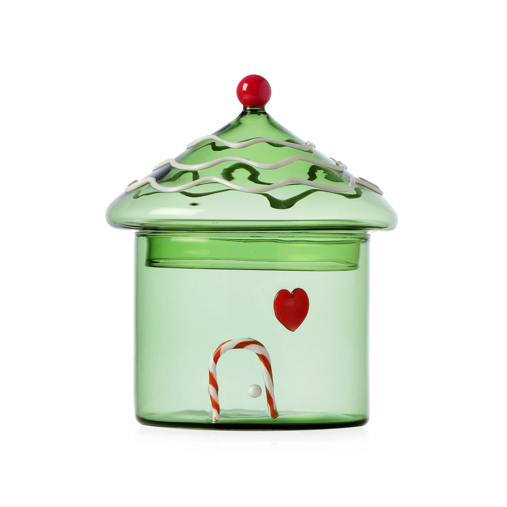 Ichendorf Milano Glass Limited Edition Green Gingerbread House Storage Box, 15cm