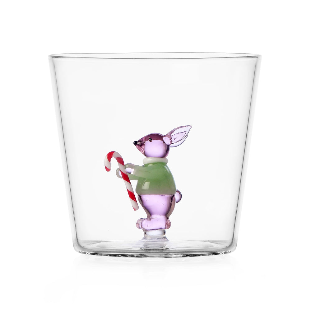 Ichendorf Milano Glass Limited Edition Christmas Pink Rabbit Tumbler, 300ml