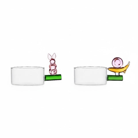 Ichendorf Milano Glass Limited Edition Set of 2 Rabbit & Snail Tealight Holders, 4.5cm