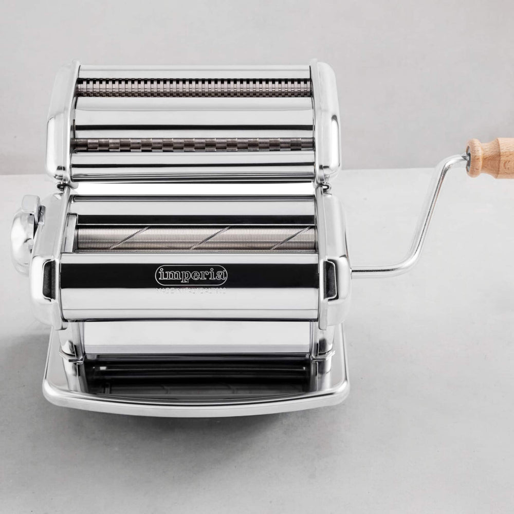 Imperia Chrome Gourmet Pasta Maker with Textured Rollers