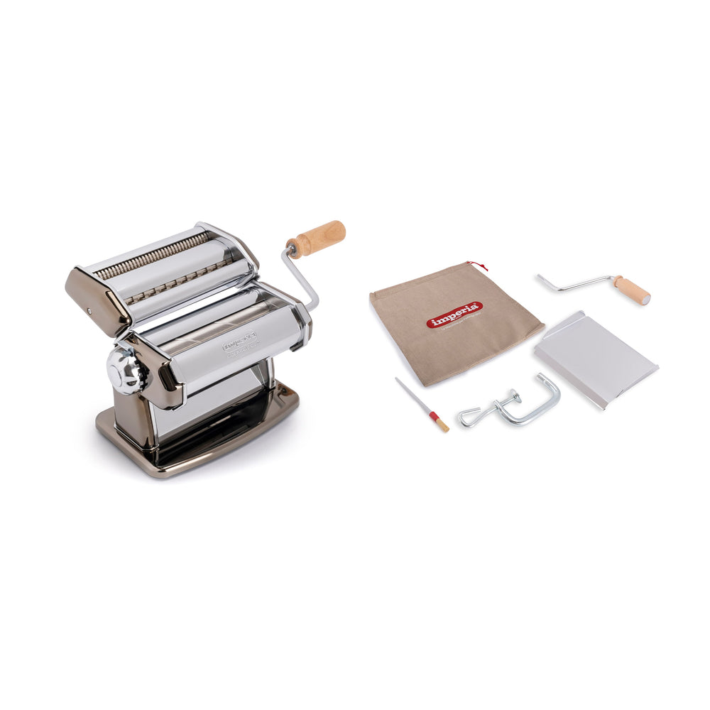 Imperia Black Gourmet Pasta Maker with Textured Rollers