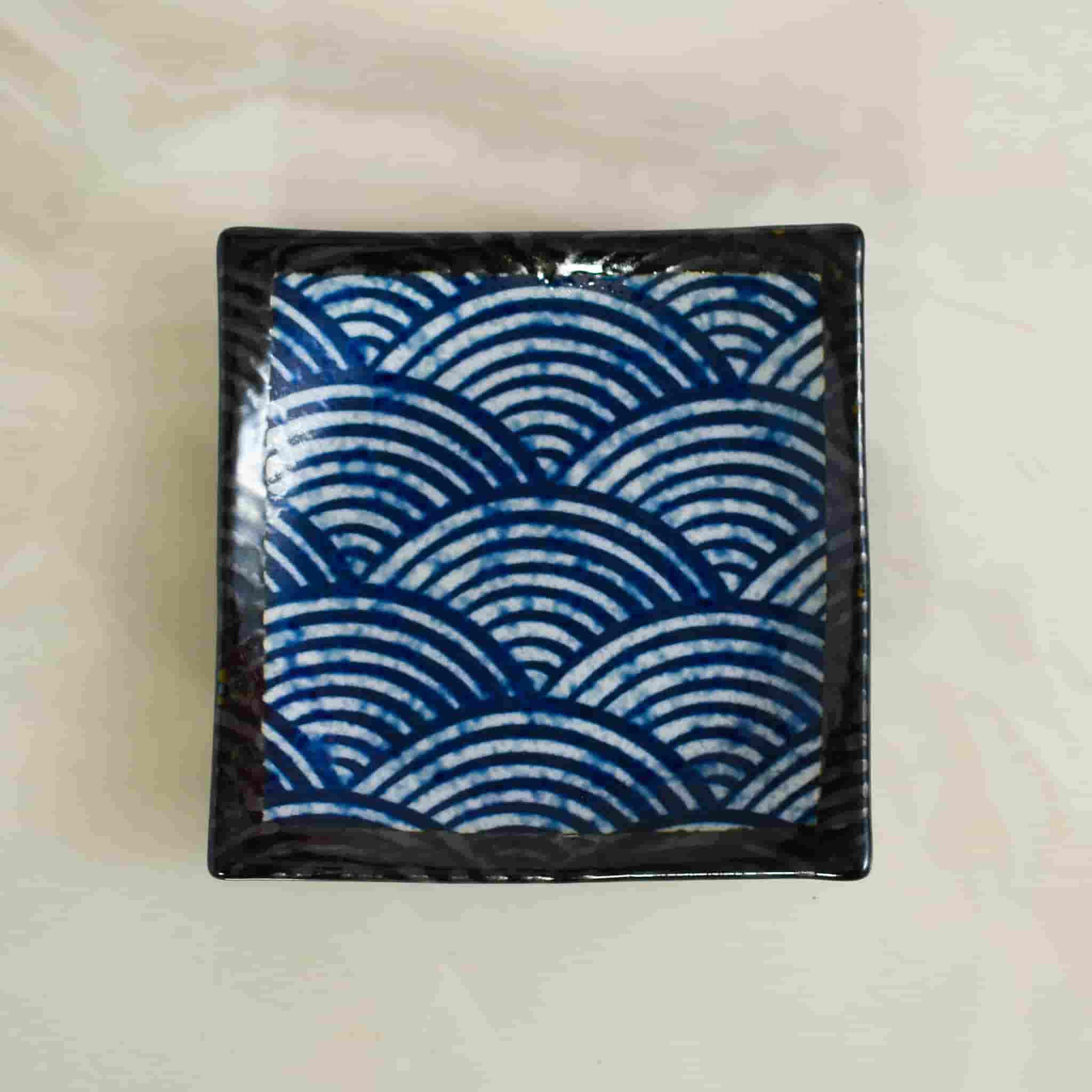 Blue Wave Small Square Plate, 13.5cm