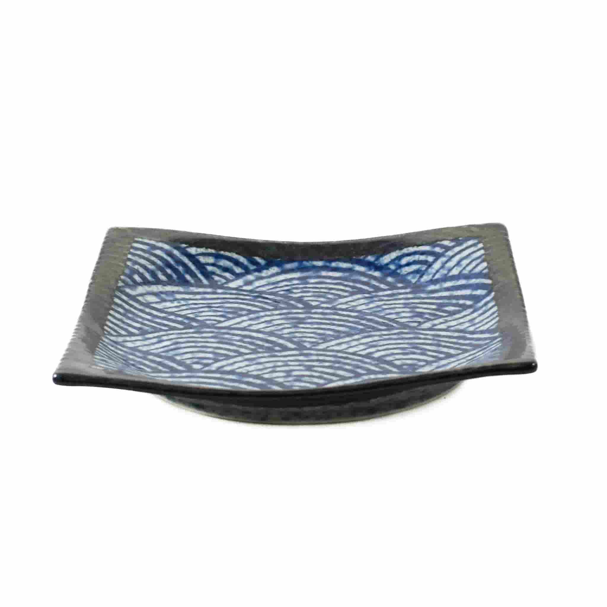 Blue Wave Medium Square Plate, 17.5cm