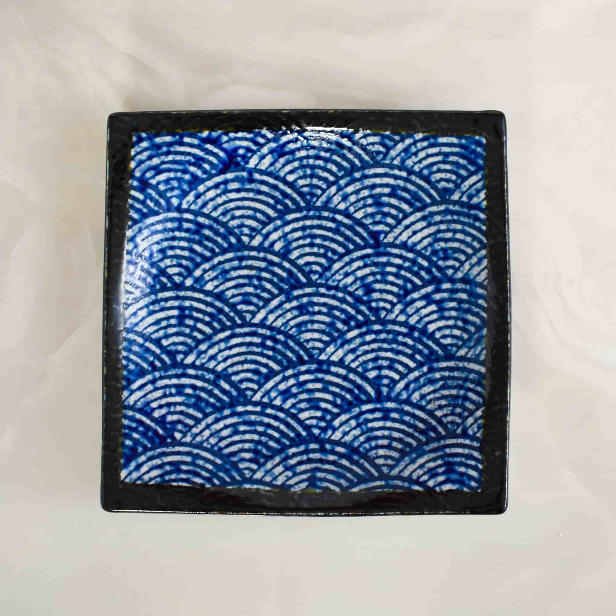 Blue Wave Large Square Plate, 23.5cm