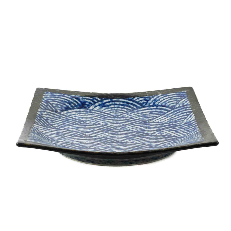 Blue Wave Large Square Plate, 23.5cm