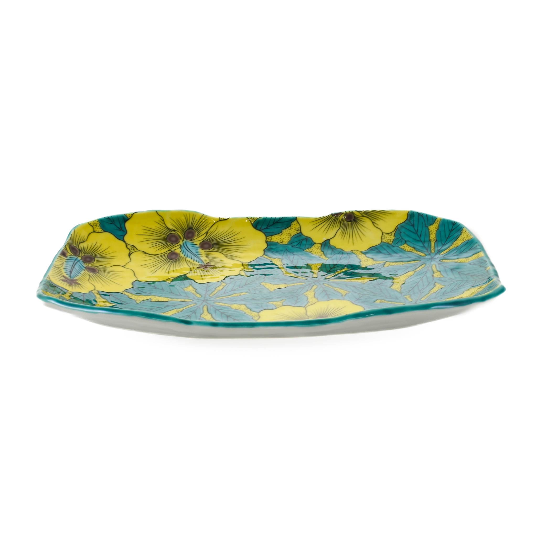 Seikou Porcelain Gold Floral Rectangular Platter, 32cm