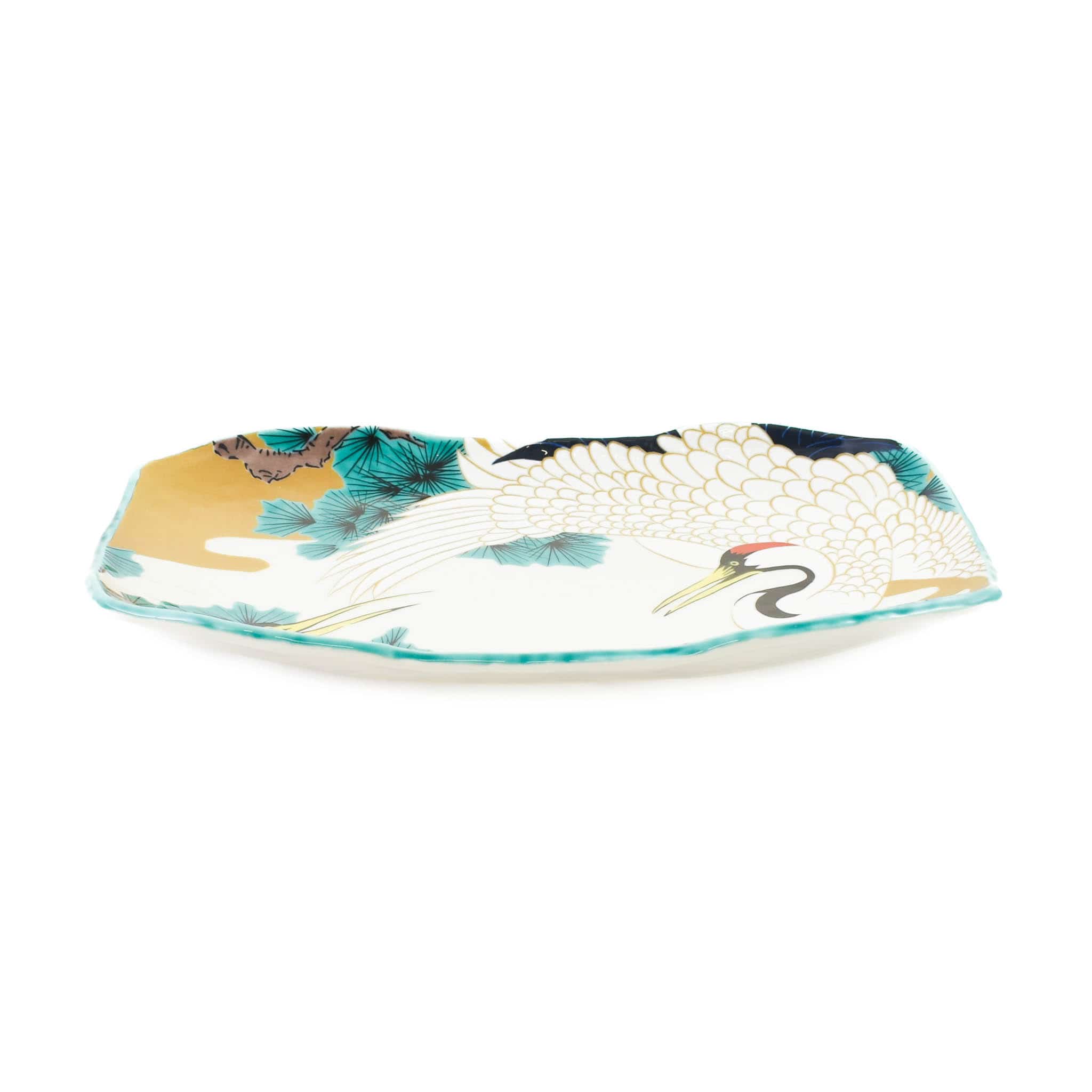 Seikou Porcelain Crane Rectangular Platter, 32cm