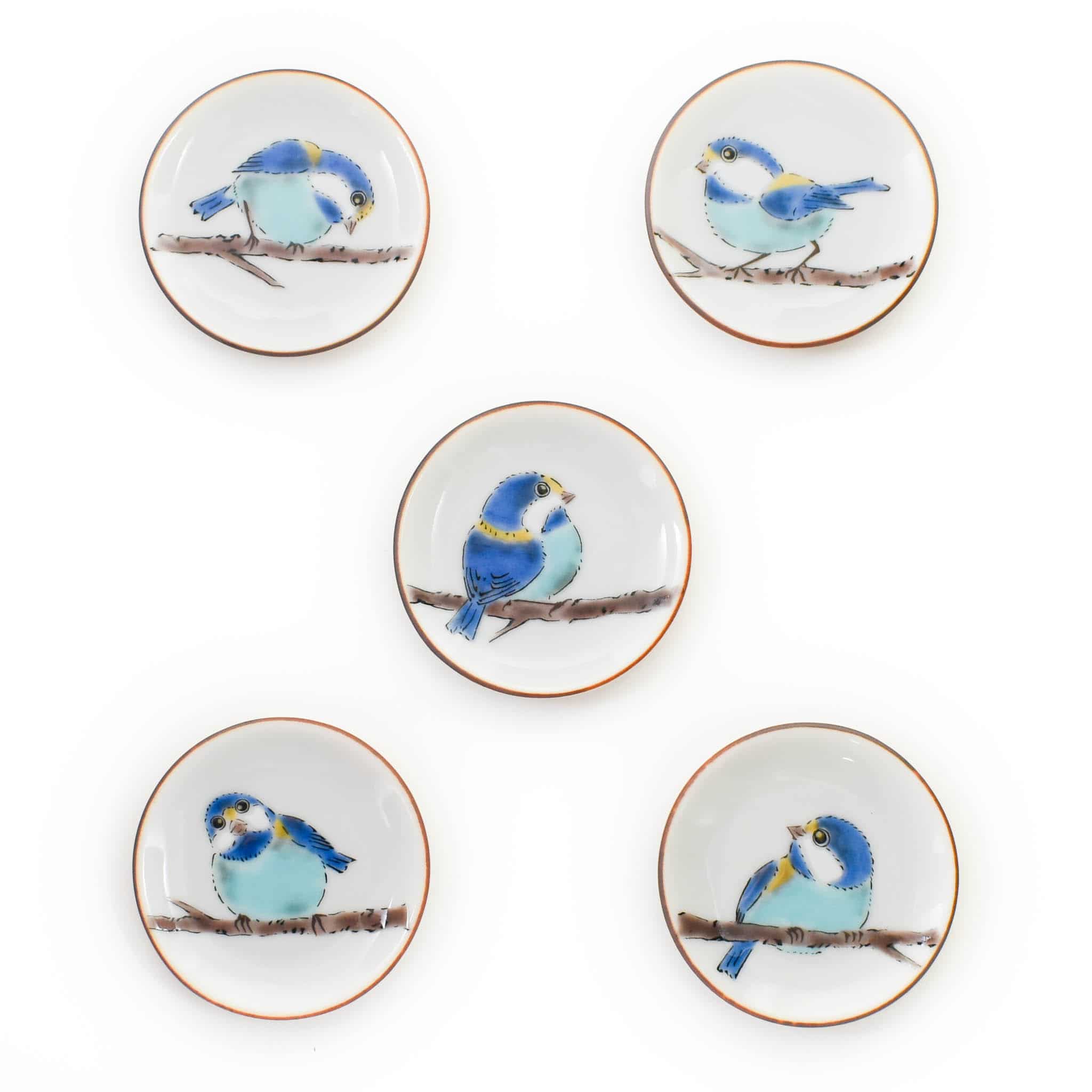 Seikou Porcelain Bird on Branch Chopstick Rests, Set of 5