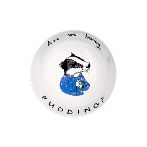 Jimbob Art Are We Having Pudding? Badger Dessert Bowl, 15.7cm