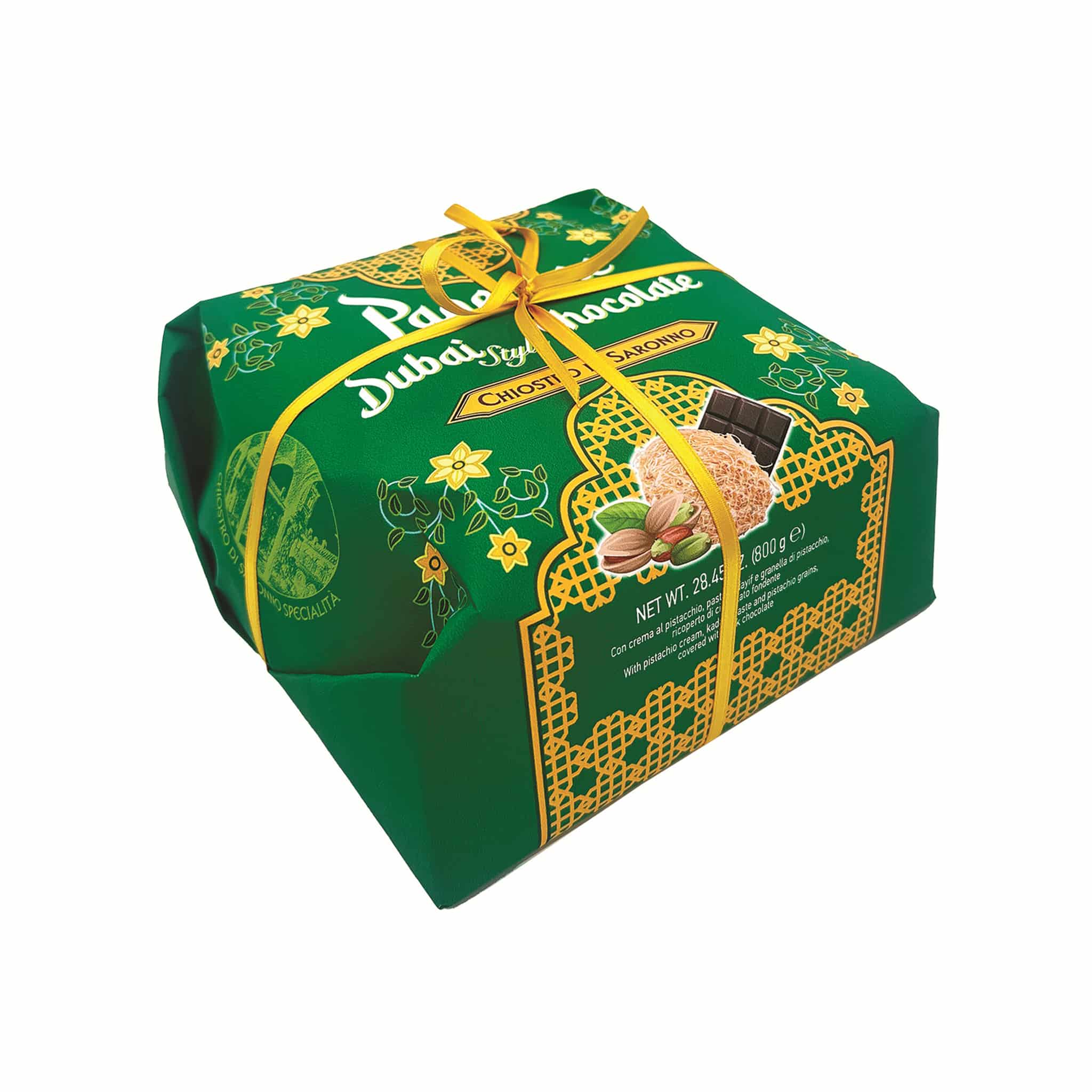 Lazzaroni Dubai Style Panettone with Chocolate, Pistachio & Kunafa, 800g