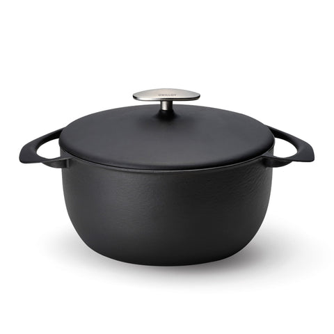 Unilloy Black Japanese Lightweight Cast Iron Dutch Oven, 22cm