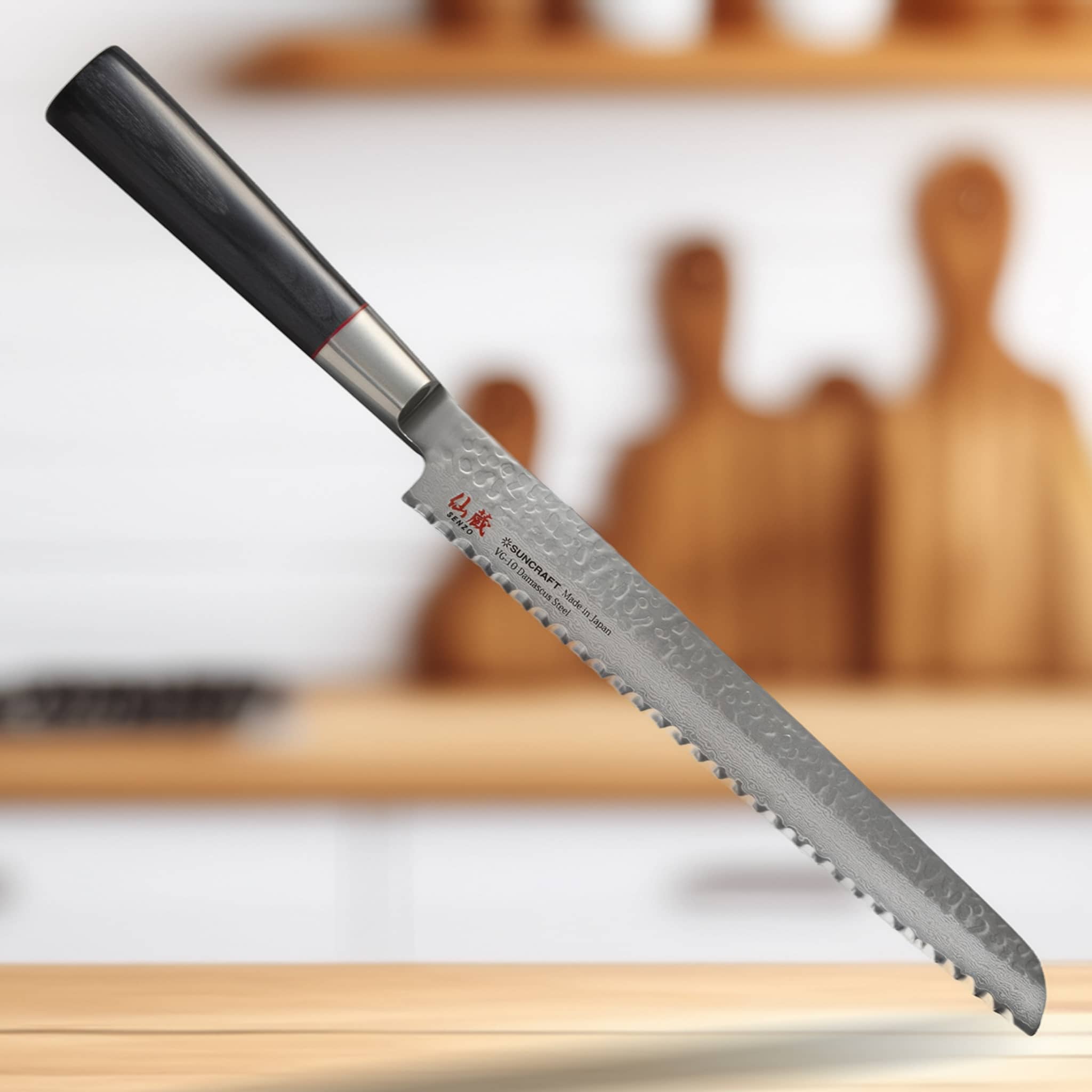 Senzo Twist Damascus Steel VG10 Core Bread Knife, 22cm