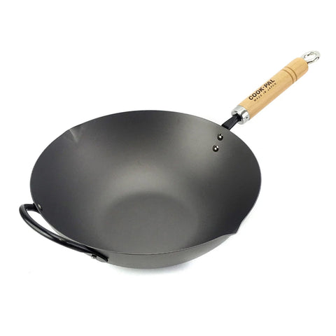 Cook Pal Japanese Carbon Steel Wok, 33cm