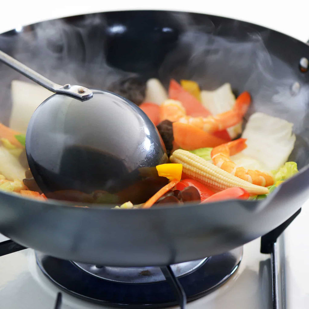 Cook Pal Japanese Carbon Steel Wok, 33cm
