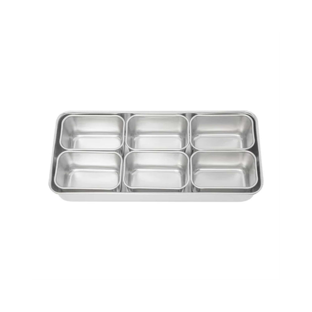 Japanese Stainless Steel Yakumi Tray with Small Inserts
