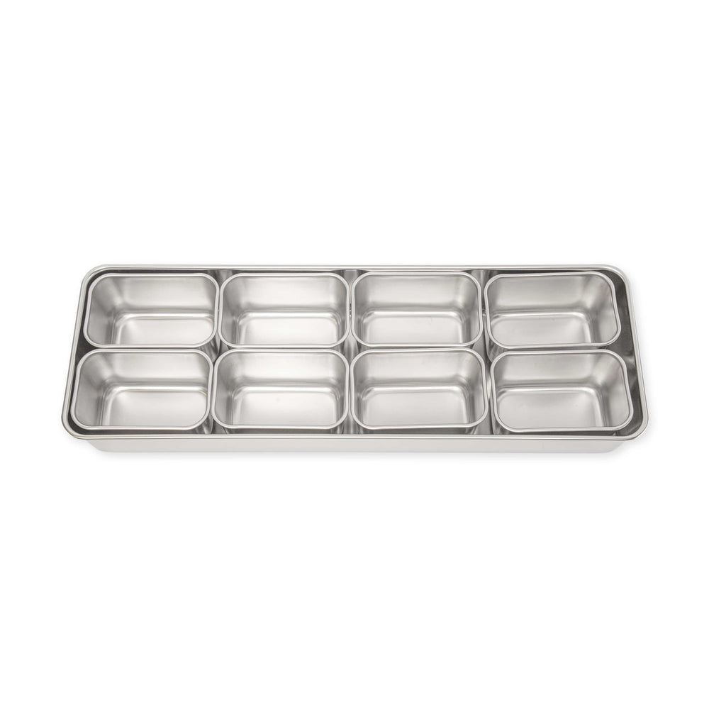 Japanese Stainless Steel Yakumi Tray with Small Inserts