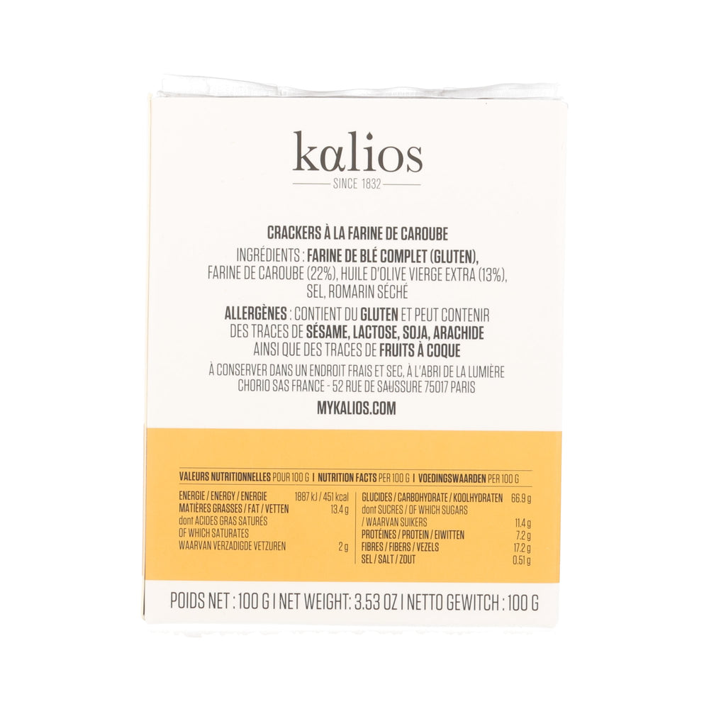 Kalios Crackers with Carob Flour, 100g