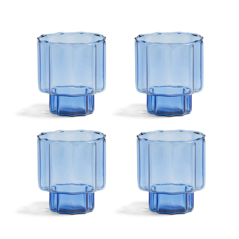 Set of 4 Faceted Blue Glasses