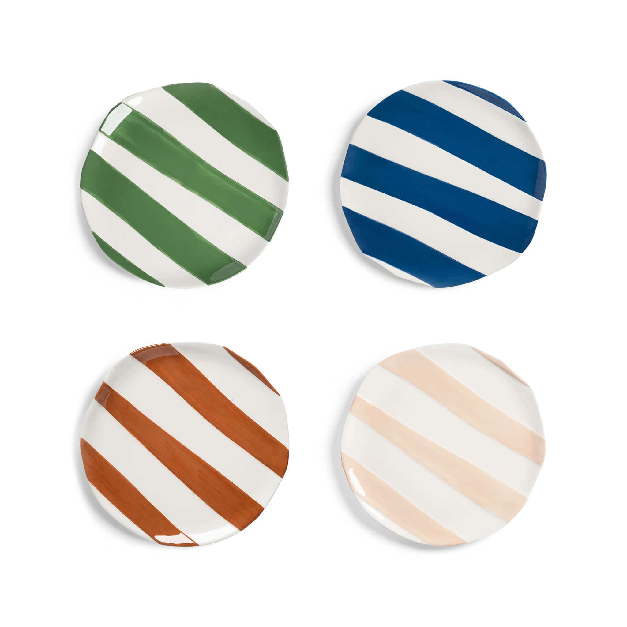 Set of 4 Abstract Stripe Side Plates, 18cm