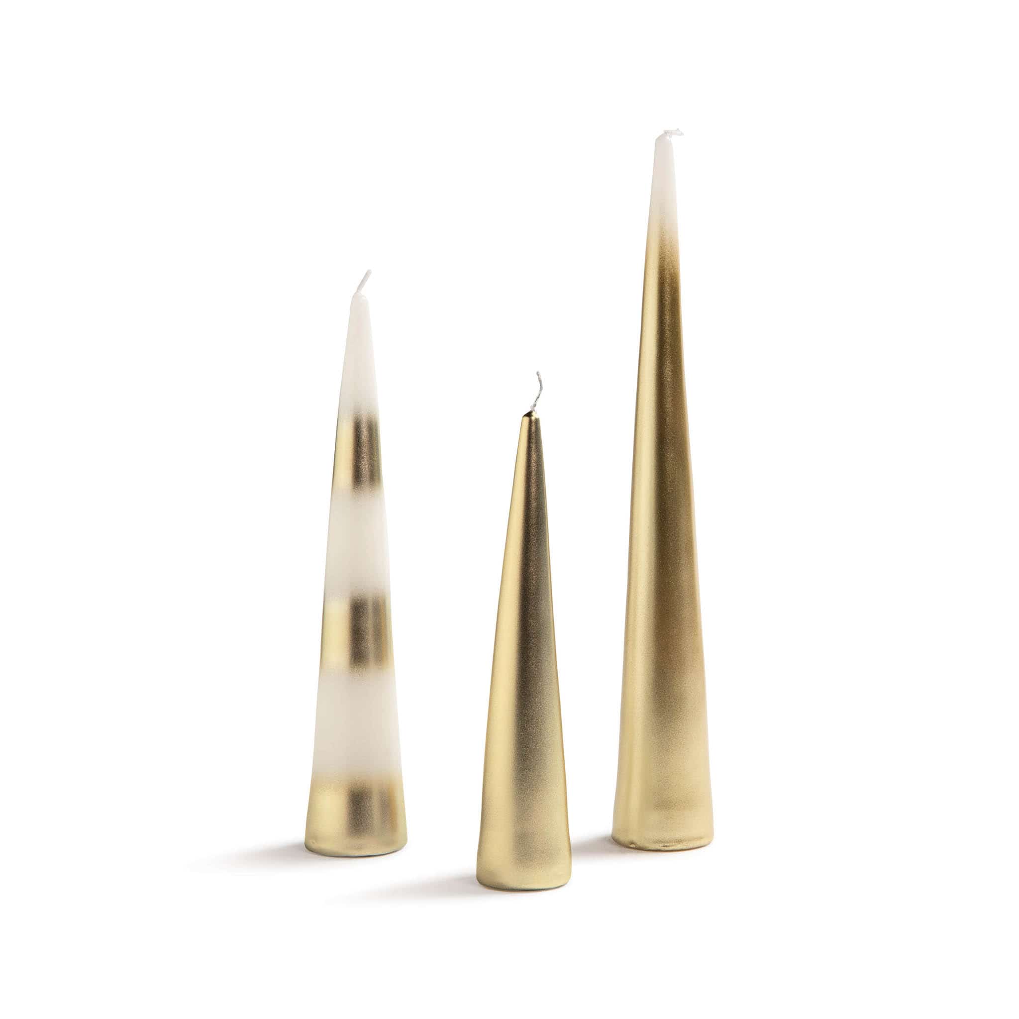 Set of 3 Gold Conical Candles
