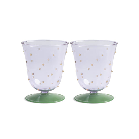 Set of 2 Purple Dotted Water Glasses, 200ml