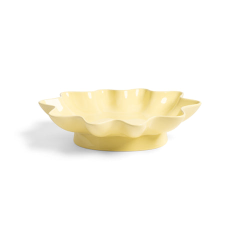 Yellow Wavy Edge Ceramic Serving Dish, 33cm