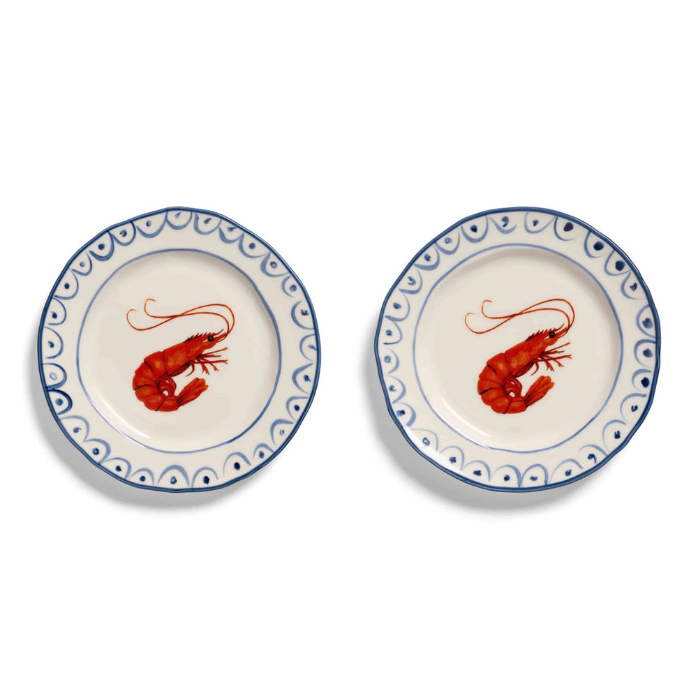 Set of 2 Porcelain Prawn Side Plates, 17cm