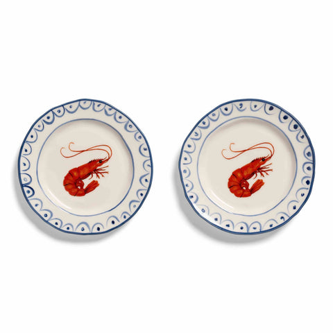 Set of 2 Porcelain Prawn Side Plates, 17cm