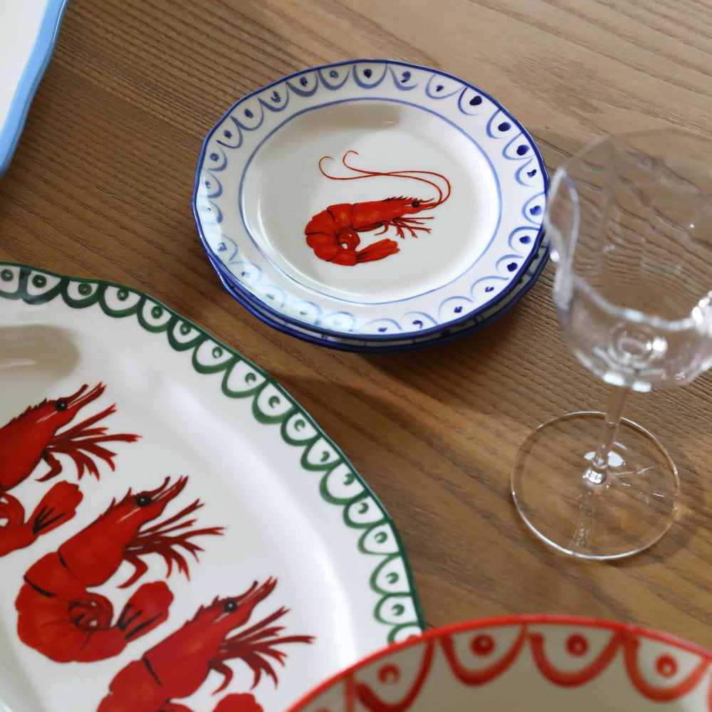 Set of 2 Porcelain Prawn Side Plates, 17cm