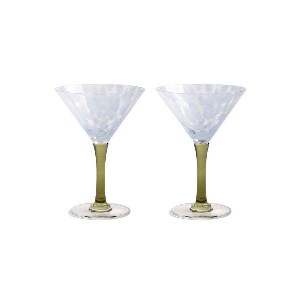 Set of 2 Blue & Green Stemmed Coupe Glasses, 150ml