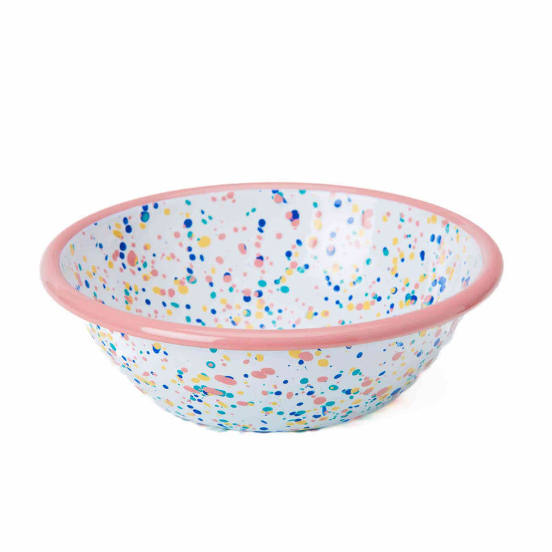 Pink Dot Enamel Salad Bowl