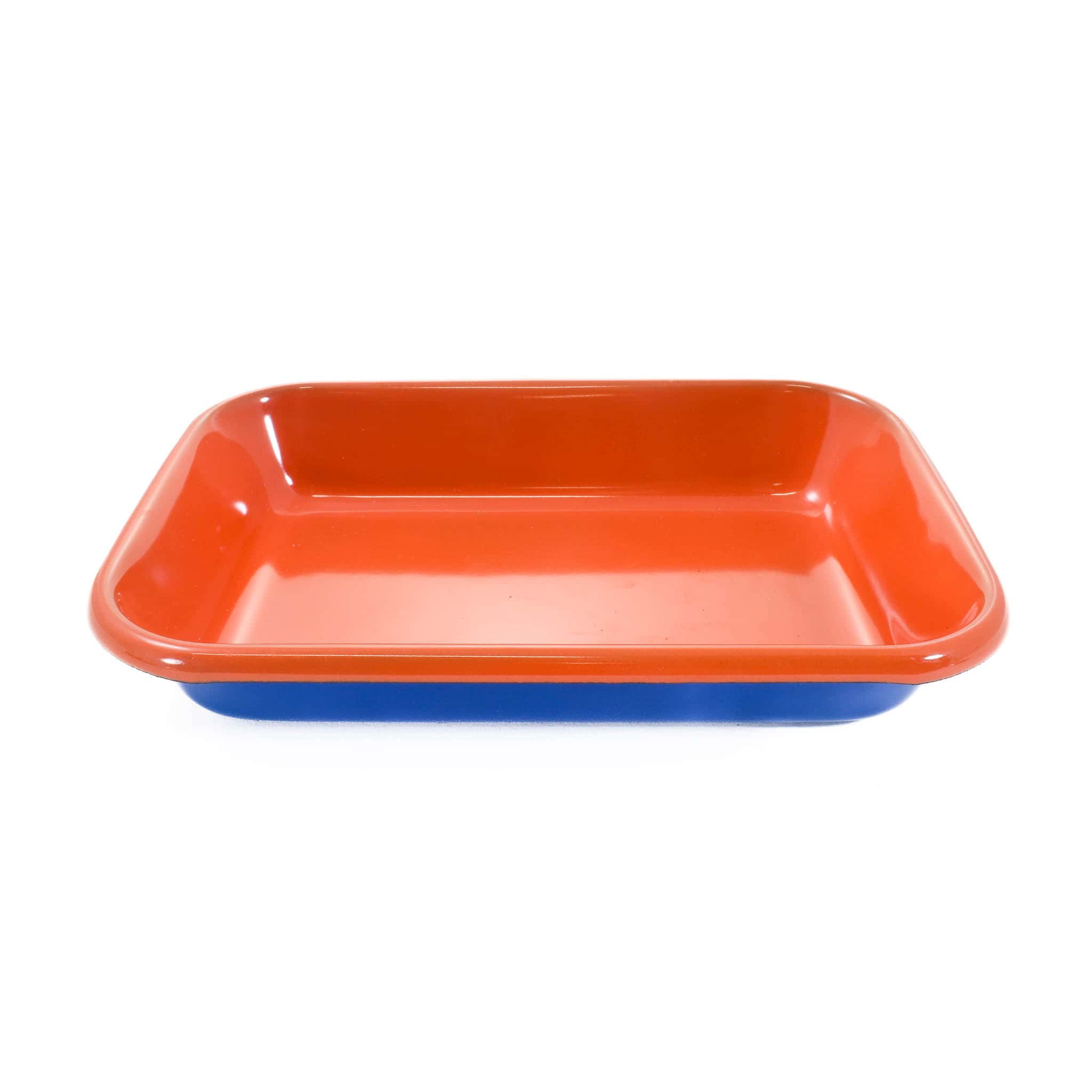 Kapka Colourblock Enamel Roasting Dish 21cm, Blue & Red
