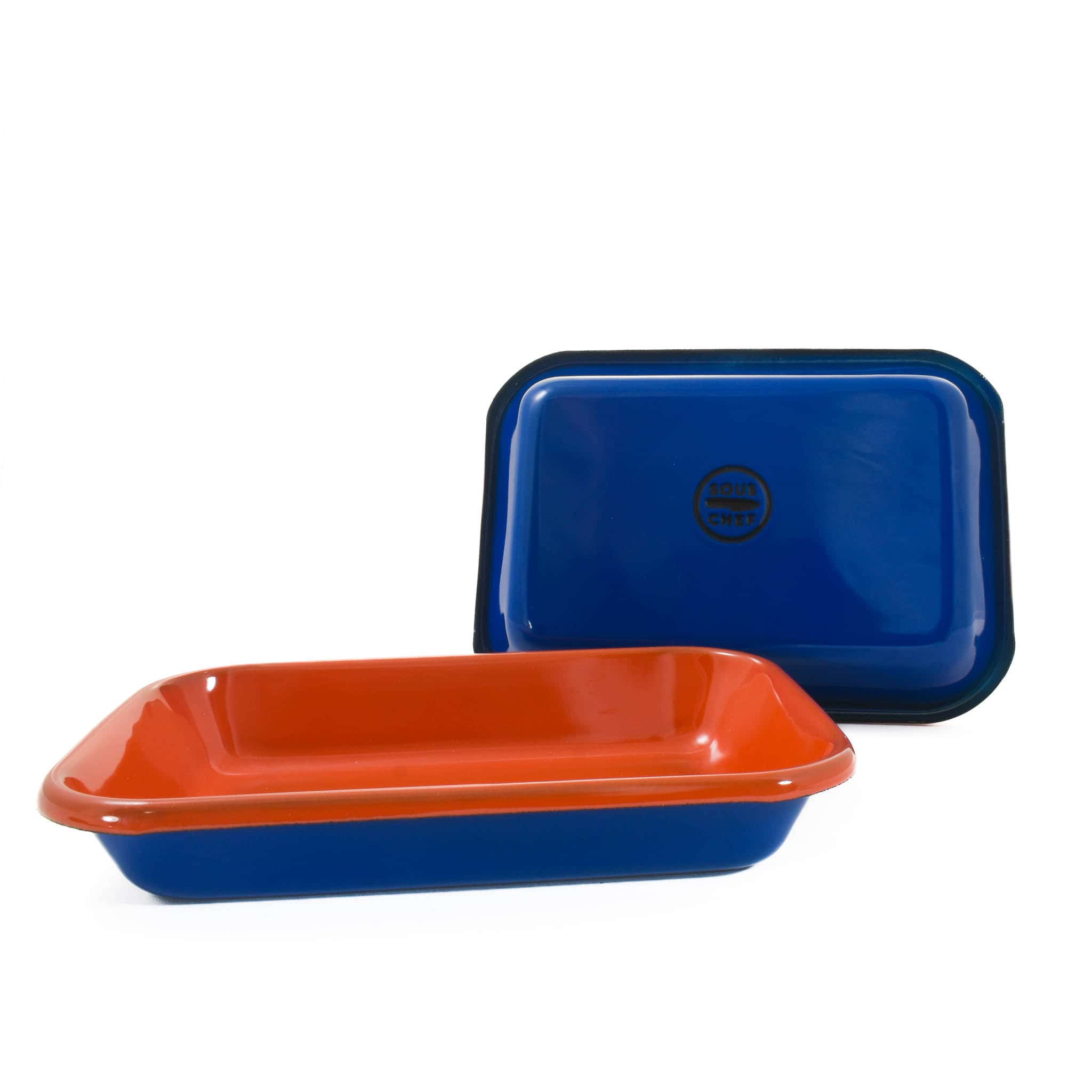 Kapka Colourblock Enamel Roasting Dish 21cm, Blue & Red