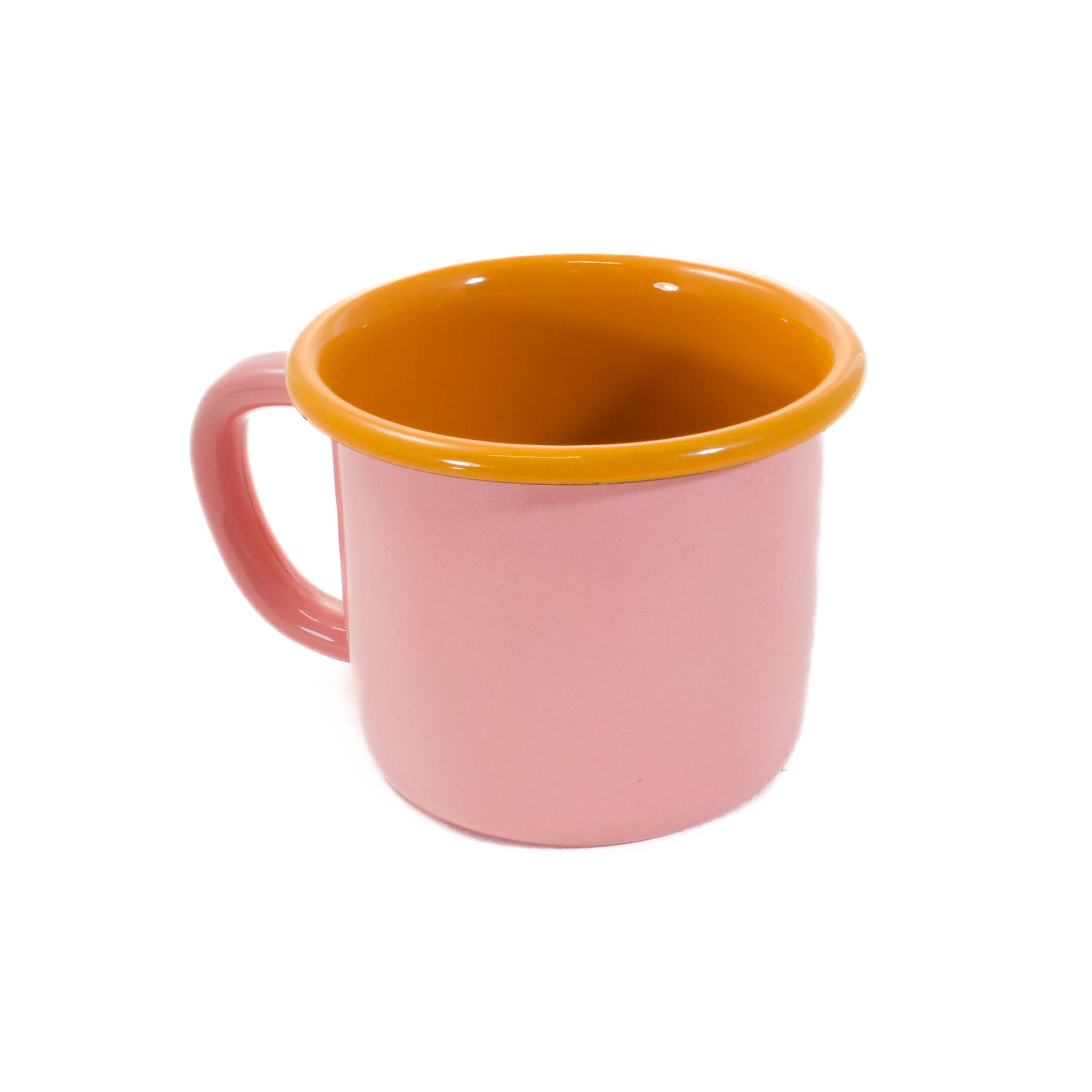 Kapka Colourblock Enamel Mug, Pink & Yellow