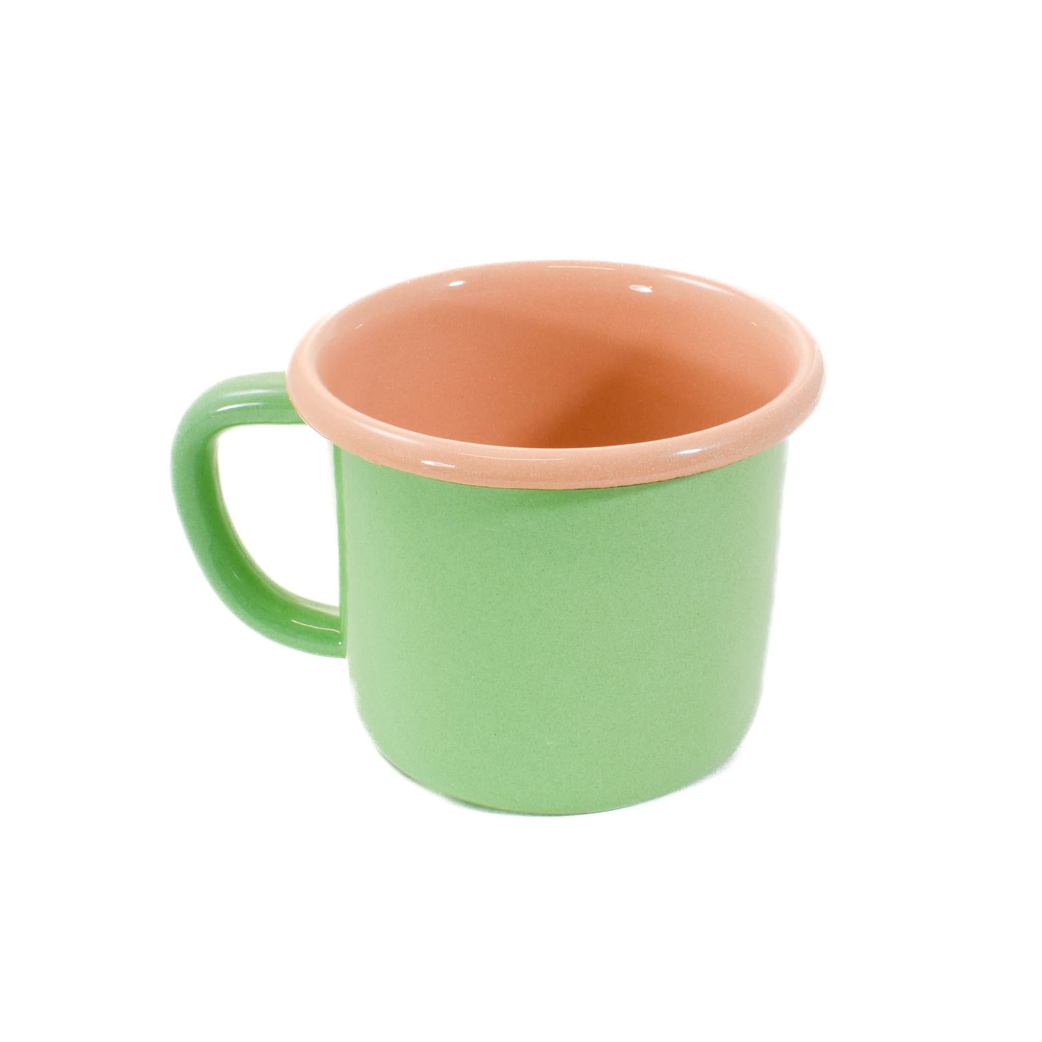 Kapka Colourblock Enamel Mug, Green & Beige
