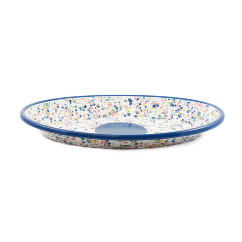 Blue Dot Enamel Oval Serving Tray, 31cm