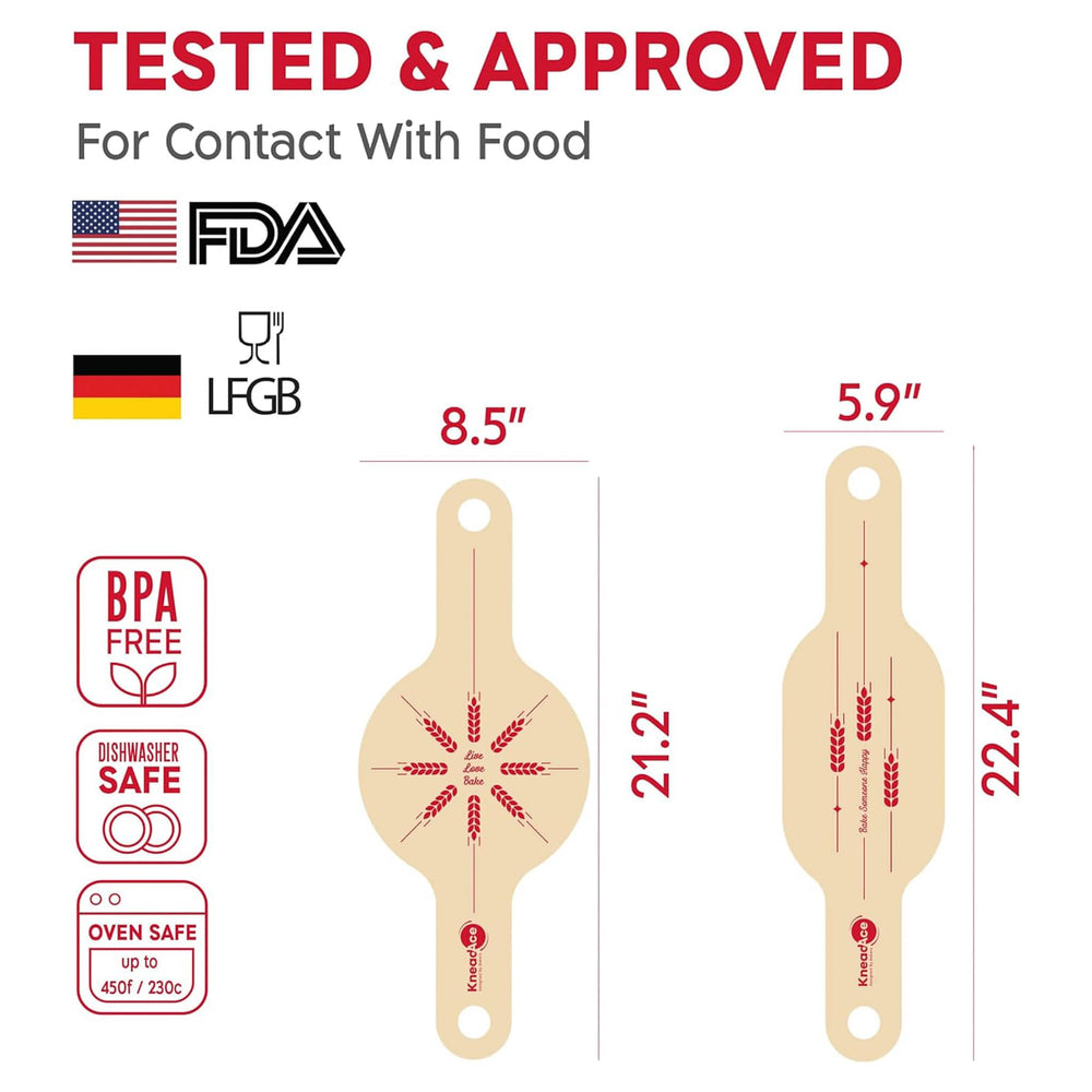 Set of 2 KneadAce Silicone Bread Slings, Oval & Round