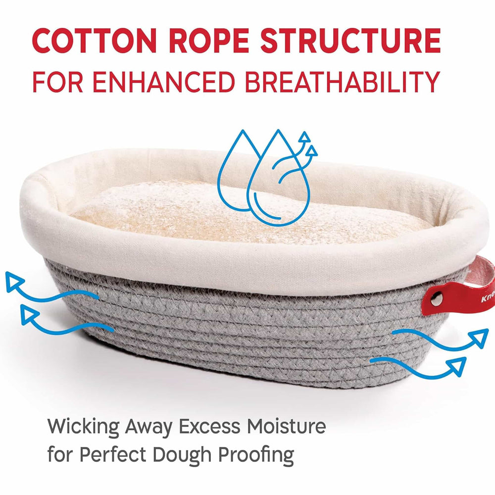 Set of 2 KneadAce Cotton Rope Bannetons with Liner & Cover, Oval & Round