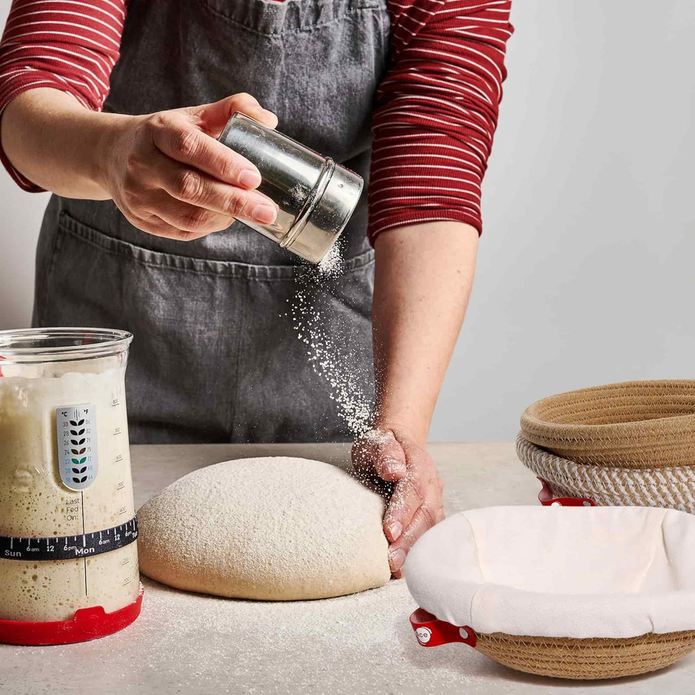 Set of 2 KneadAce Round Cotton Rope Bannetons with Liner & Cover